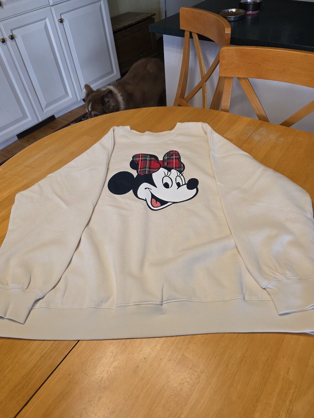 Disney Minnie Mouse Cream Graphic Sweatshirt - Classic Character Pullover